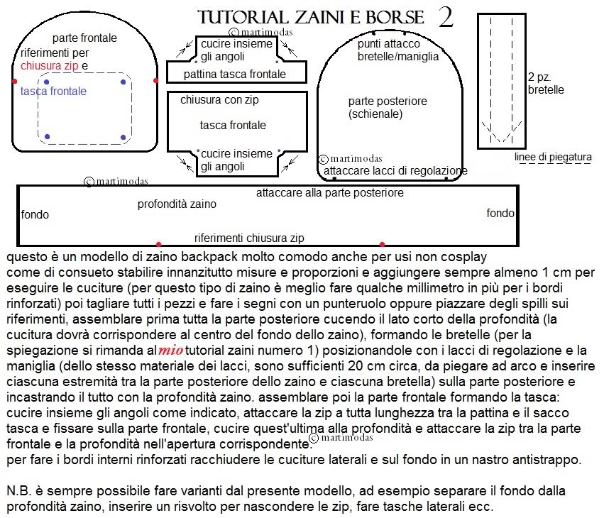 cartamodello zainetto